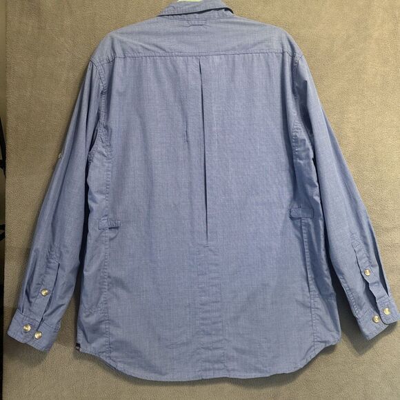 Exofficio Insect Shield Button Up Shirt Mens Size M Blue Hiking Fishing Camping - Picture 2 of 12